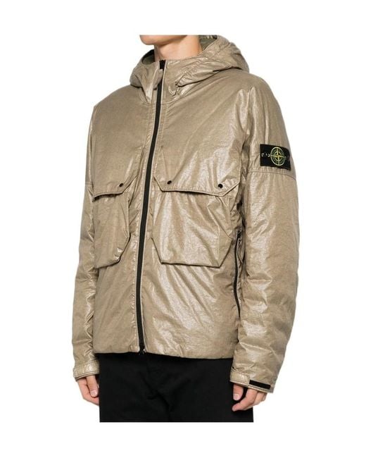 Stone Island Natural Logo-Patch Hooded Padded Jacket for men