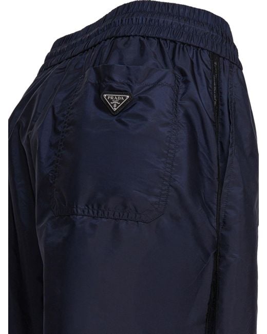 Prada Blue Logo Plaque Drawstring Trousers