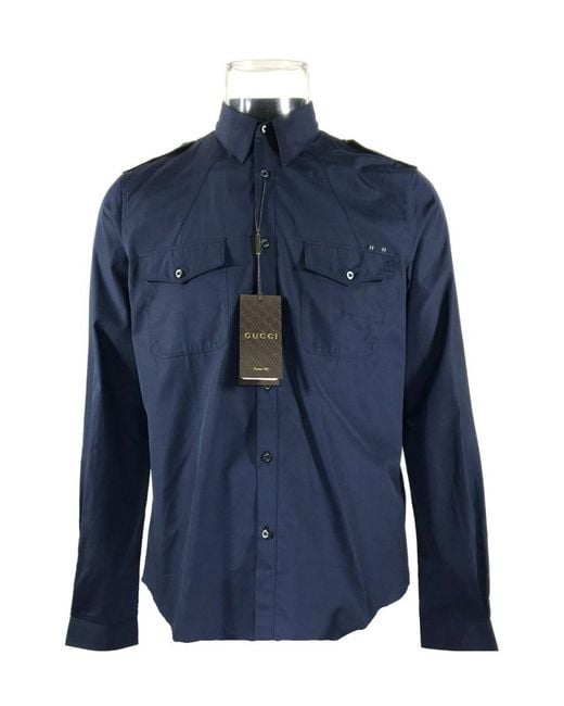 Gucci Blue Long-Sleeved Shirt for men