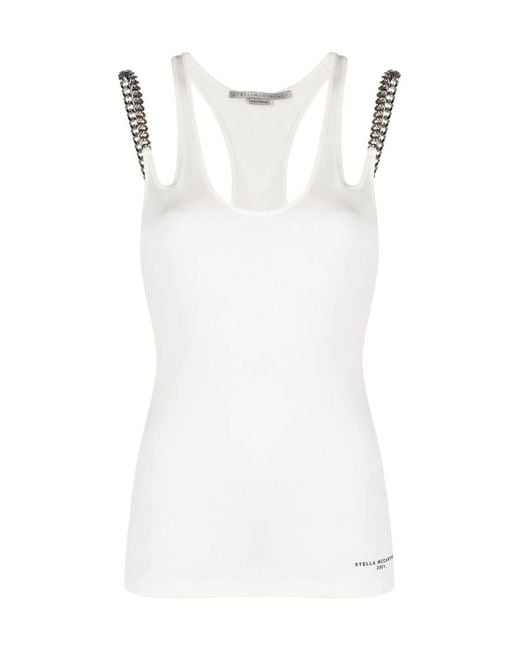 Stella McCartney White Diamond-Cut Strap Top