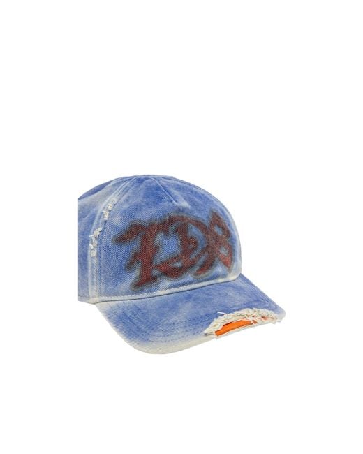 DIESEL Blue C-7D8 Distressed Baseball Cap for men