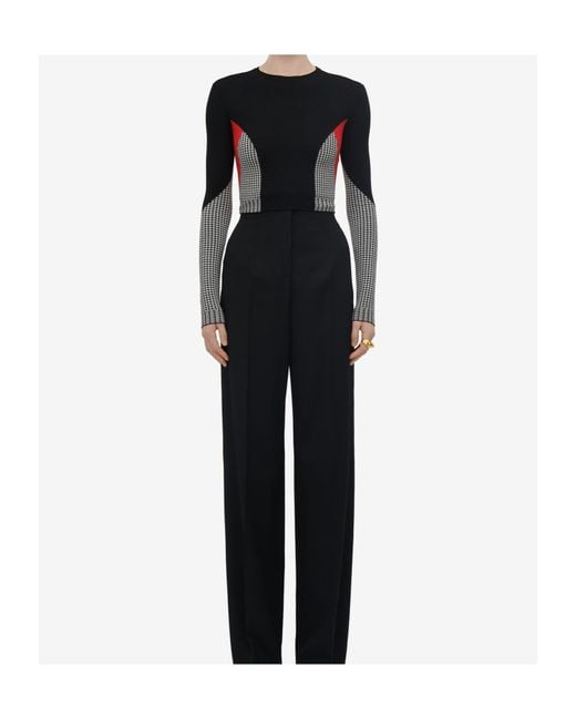 McQueen Black Dogtooth Color-Matching Pullover