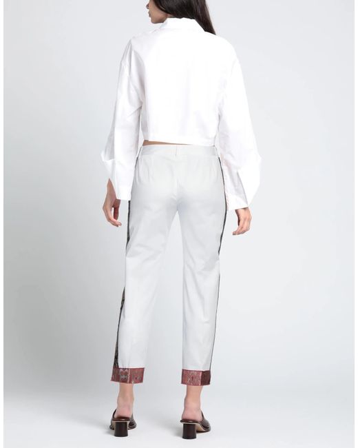 Dolce & Gabbana White Solid Color Side Stripe Casual Pants