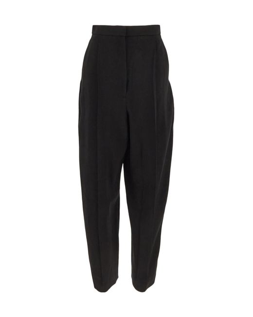 Khaite Black Ashford High-Waisted Tapered Leg Trousers