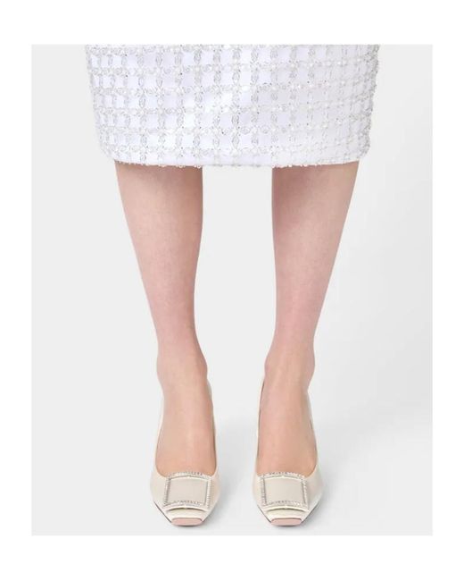 Roger Vivier White Trompette Satin Pumps