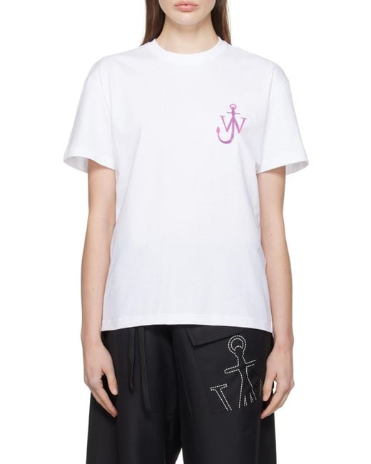 J.W. Anderson White Jw Anderson Logo Printed Crewneck T-Shirt