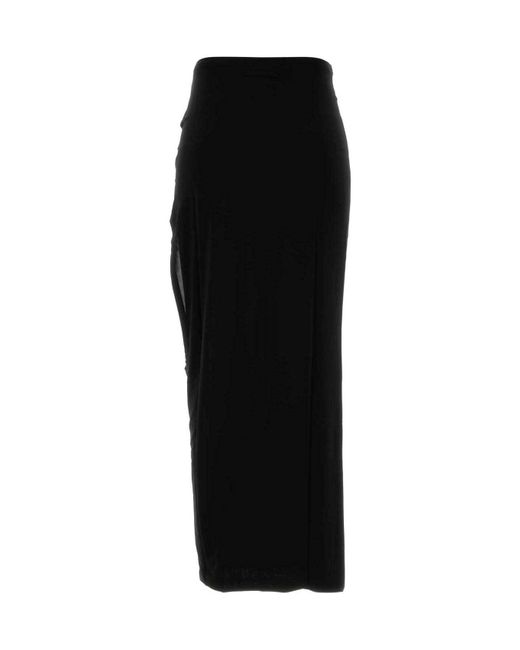 Jean Paul Gaultier Black Ring-Detail Draped Midi Skirt
