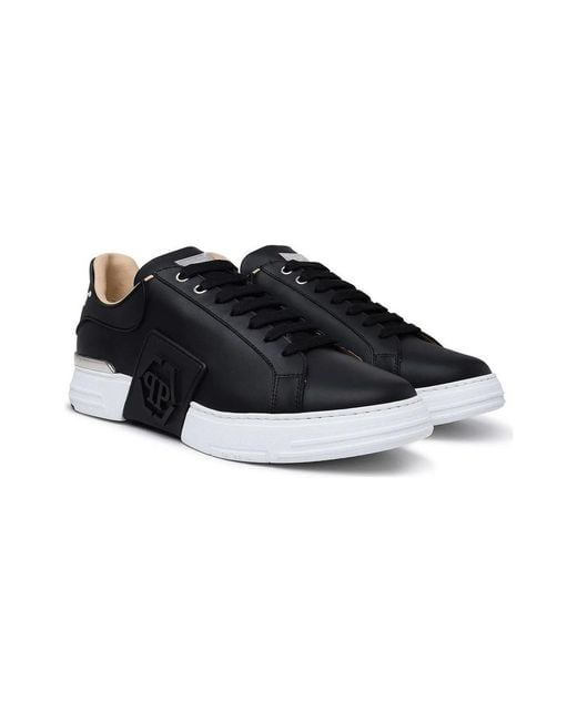 Philipp Plein Black Leather Trainers for men
