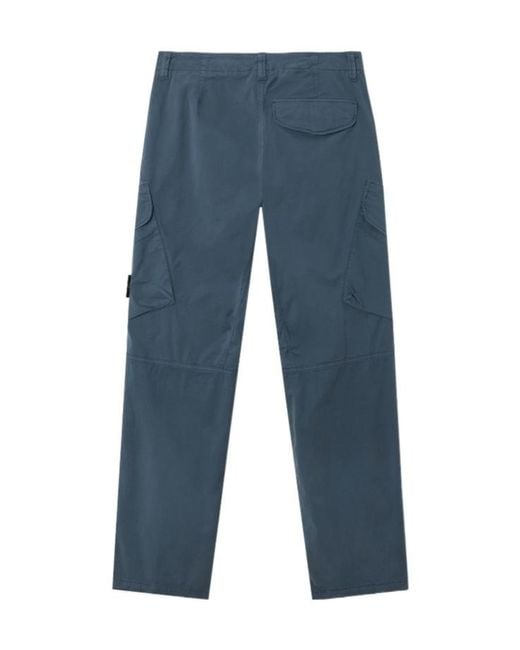 Stone Island Blue Loose-Fit Cargo Trousers With Snap Pockets for men