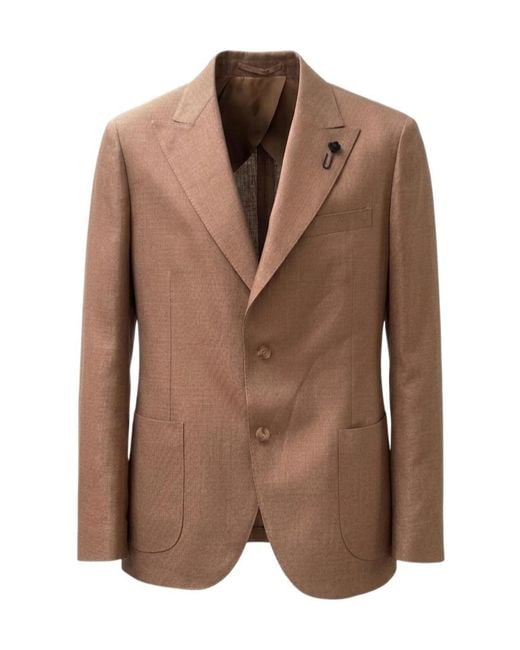 Lardini Brown Long-Sleeved Suit Jacket for men