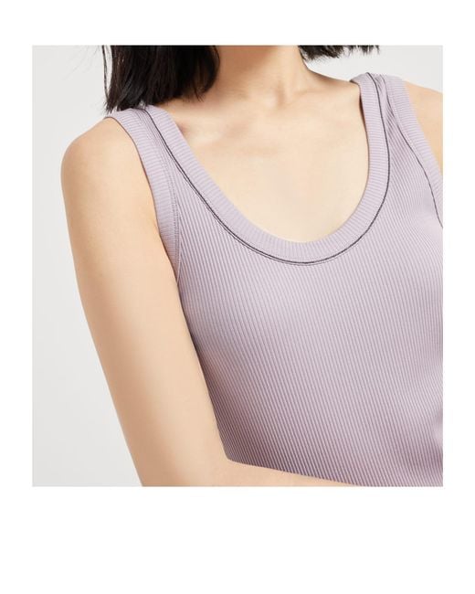 Brunello Cucinelli Purple Ribbed Tank Top