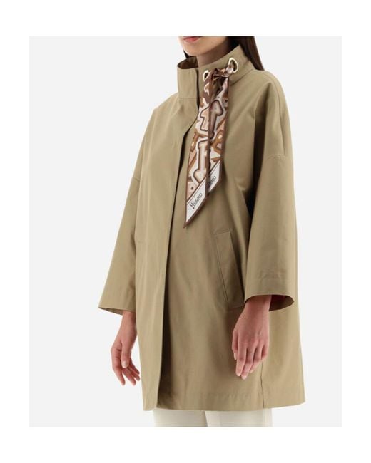 Herno Natural Scarf Detailed Trench Coat