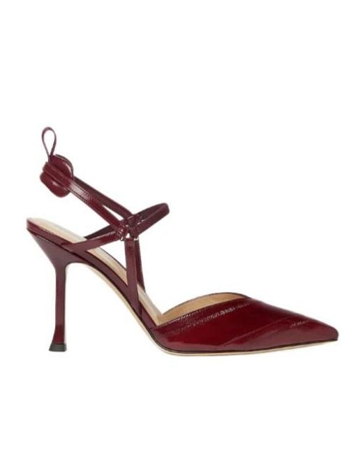 Fendi Red Very Colibri Burgundy Hagfish Leather High-Heeled Slingbacks