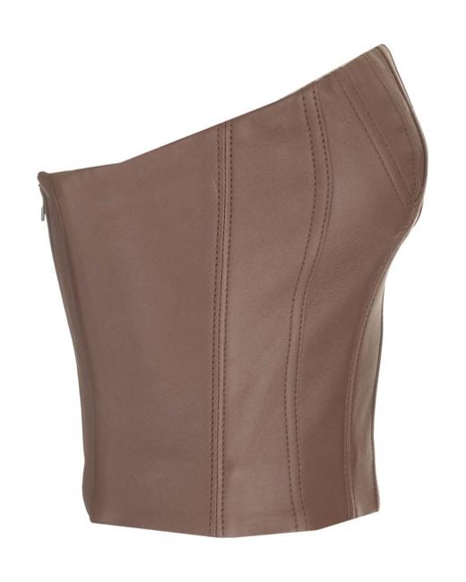 Amiri Brown Strapless Leather Busiter Top