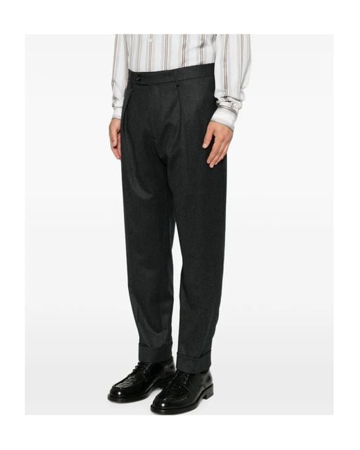 Berwich Gray Casual Trousers With Belt Loops for men