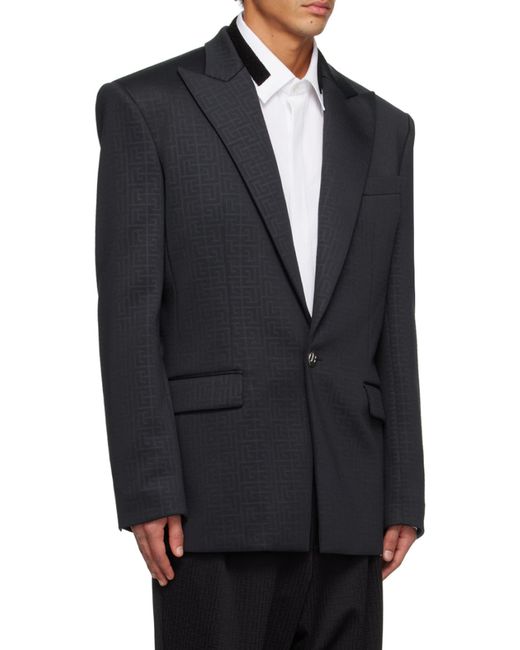 Balmain Blue Monogram Jacquard Blazer for men