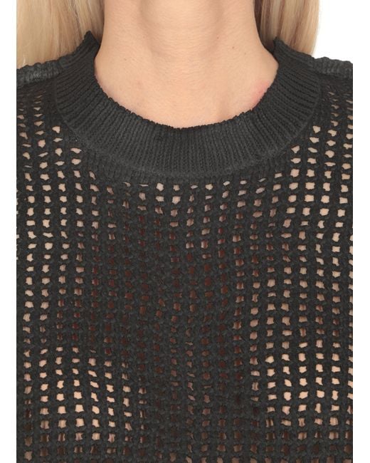 Junya Watanabe Black Open-Knit Short Sleeved T-Shirt