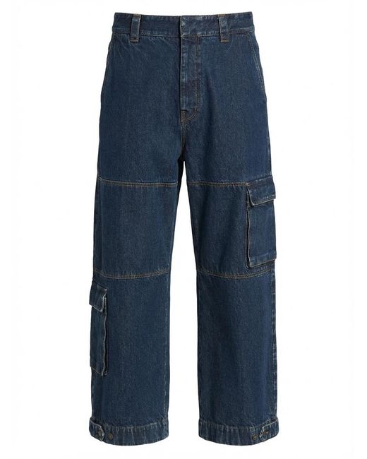 Gucci Blue Contrast Stitched Wide-Leg Jeans for men