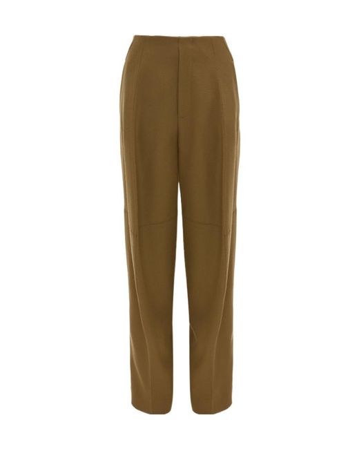 Victoria Beckham Green Straight-Leg Pleated Trousers for men