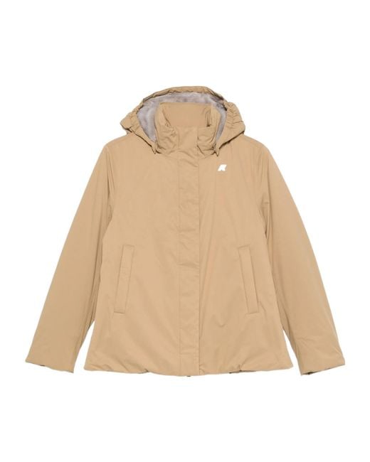 K-Way Natural Marlette Hooded Logo-Patch Jacket