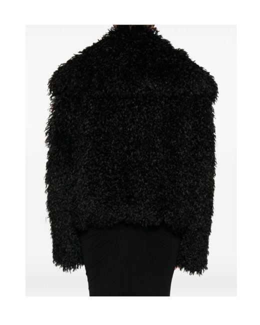 Amen Black Textured Shaggy Jacket