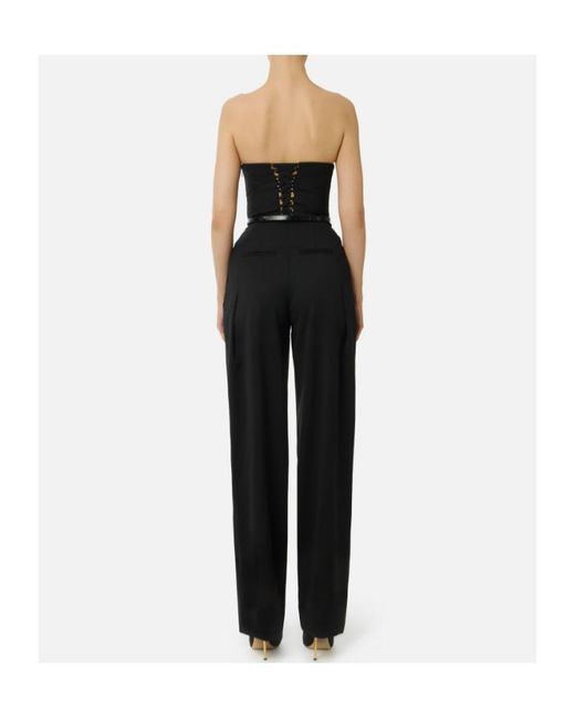 Elisabetta Franchi Black Bandeau Belted Jumpsuit