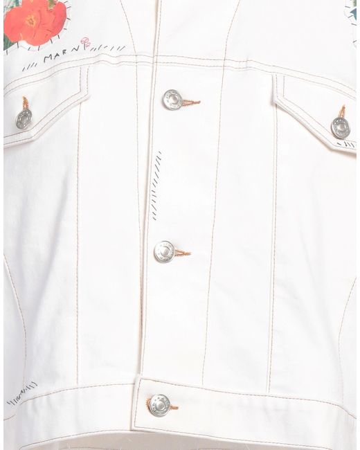 Marni White Embroidered Denim Jacket