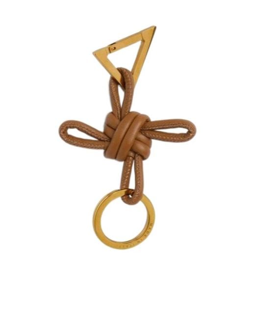 Bottega Veneta White Triangle Square Double Knot Keyring