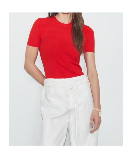 Tory Burch Red T Monogram Jacquard Jumper