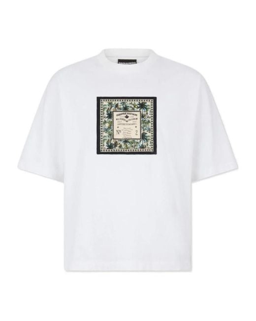 DSquared² White Graphic Front Print T-Shirt for men