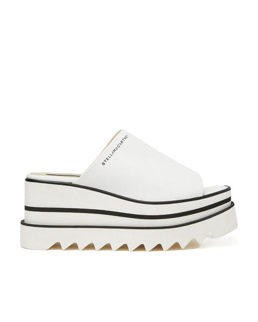 Stella McCartney White Logo Printed Platform Sandals