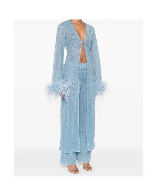 Oseree Blue Tie Detail Dress