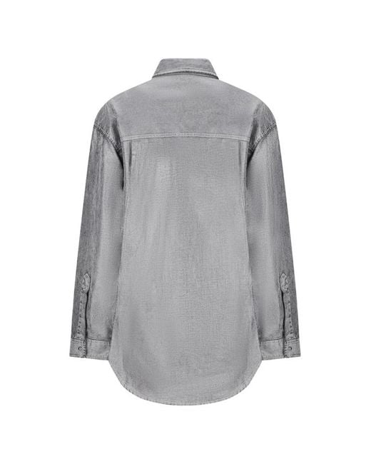 DARKPARK Gray Anne Flock Denim Lurex Tailored Shirt