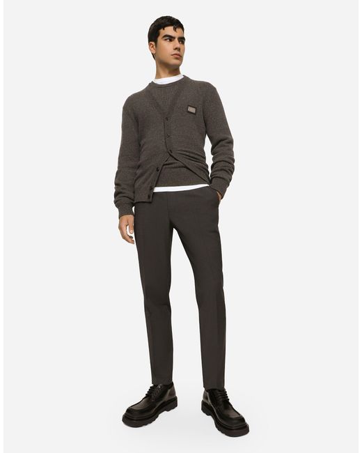 Dolce & Gabbana Black Dg Essentials Logo-Embroidered Trousers for men
