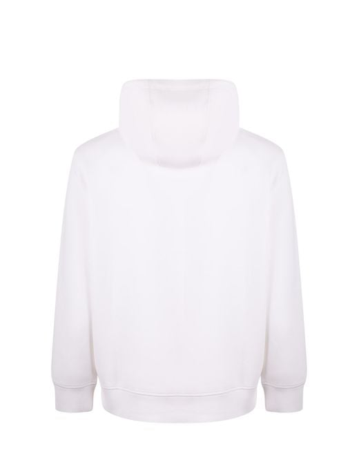 Emporio Armani White Logo Patch Drawstring Hoodie for men