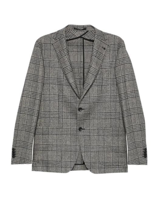 Tagliatore Gray Plaid Suit Jacket for men