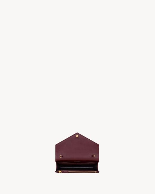 Saint Laurent White Envelope Cassandre Chain Wallet