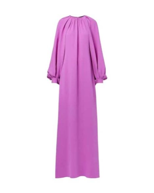 Oscar de la Renta Purple Draped Silk-Blend Gown