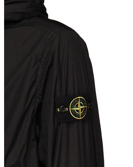 Stone Island Black Compass-Badge Hooded Jacket for men
