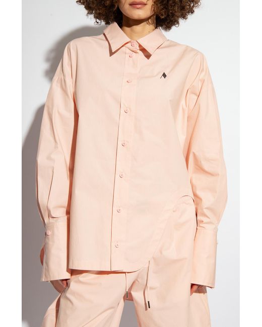 The Attico Natural The Logo Embroidered Buttoned Shirt
