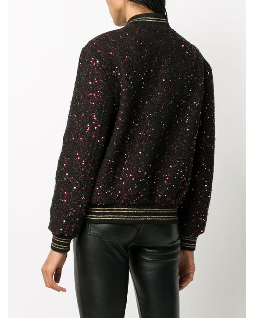 Saint Laurent Black Sequinned Bomber Jacket