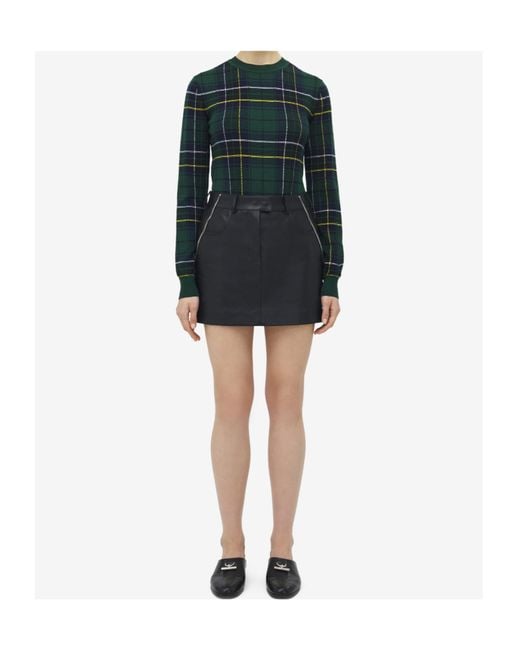 Alexander McQueen Gray Zip Detailed Leather Mini Skirt