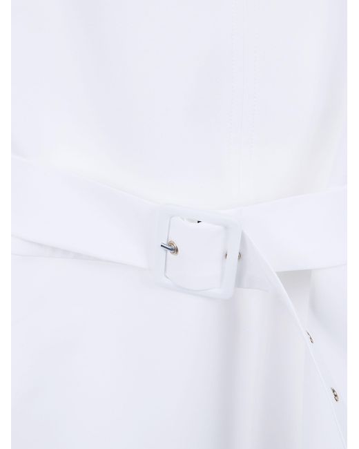 Semicouture White Belted Sleeveless Dress