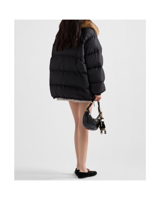 Prada Black Enamel Triangle-Logo Padded Jacket