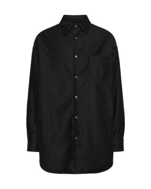 Maison Margiela Black Long-Sleeved Curved Hem Shirt for men