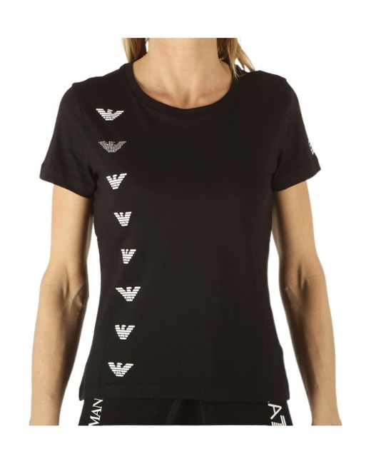 EA7 Black T-Shirt With Round Neck And Short Sleeves