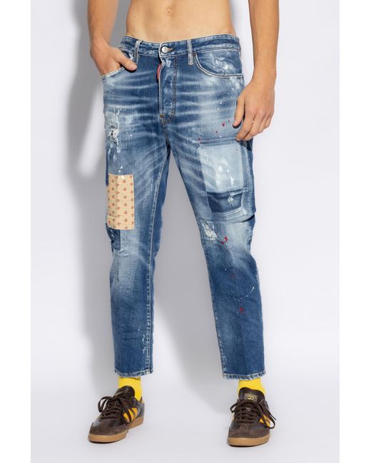 DSquared² Blue Medium Worn Out Booty Wash Bro Jeans for men