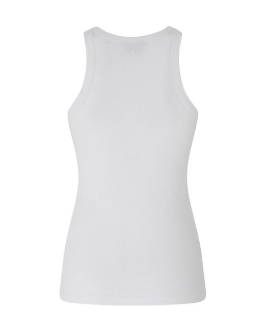 Pinko White Vest Top With Rhinestones And Studs