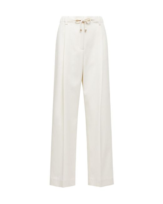 Moncler White Gabardine Tailored Trousers