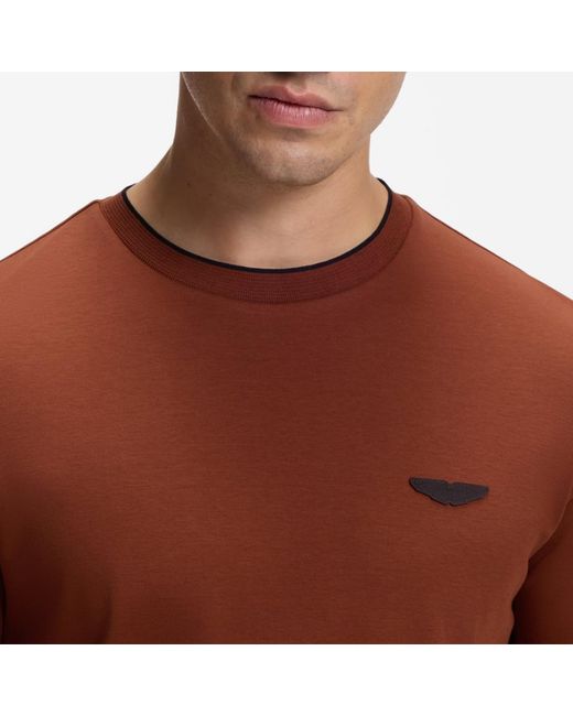 Boss Brown Logo-Plaque Cotton T-Shirt for men